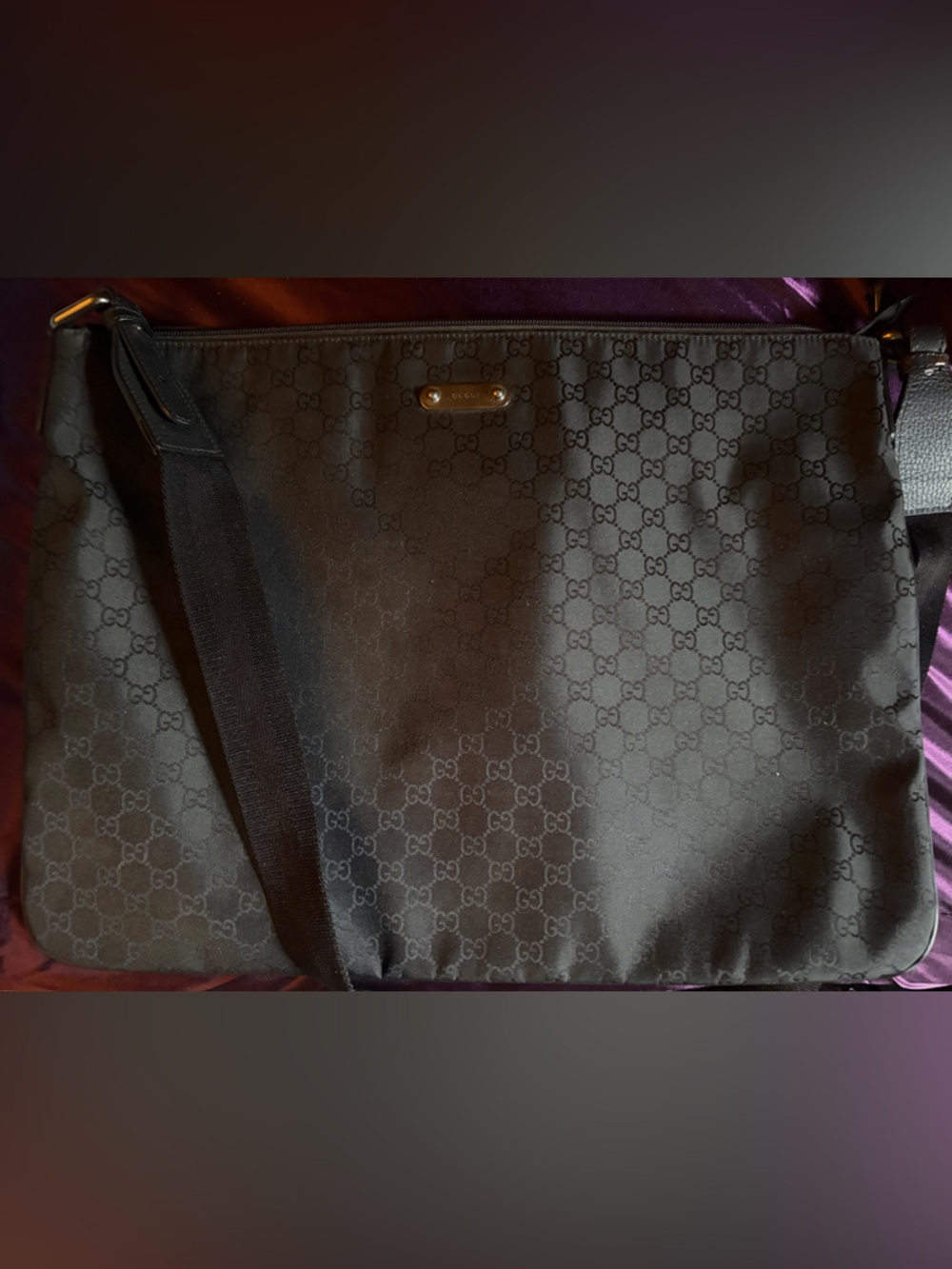 Gucci Black Monogram Messenger Crossbody